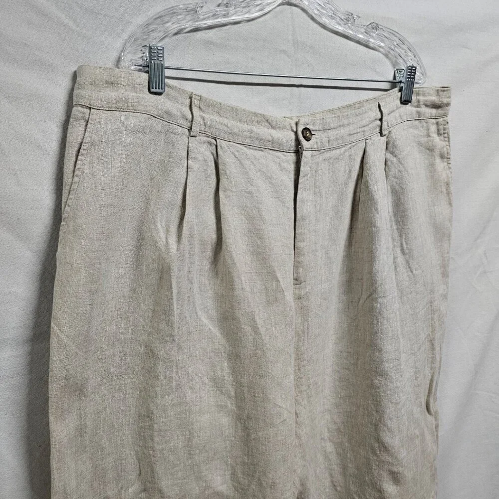 Reformation Mason Wide Leg Women Pants Size 22 Khaki 100% Linen